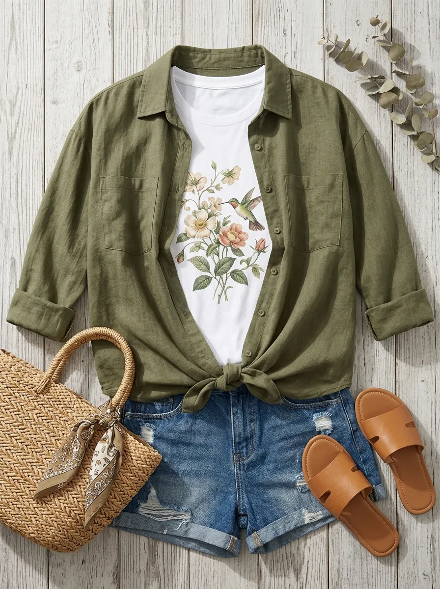 Everyday Nature Lover Hummingbird Floral T-Shirt