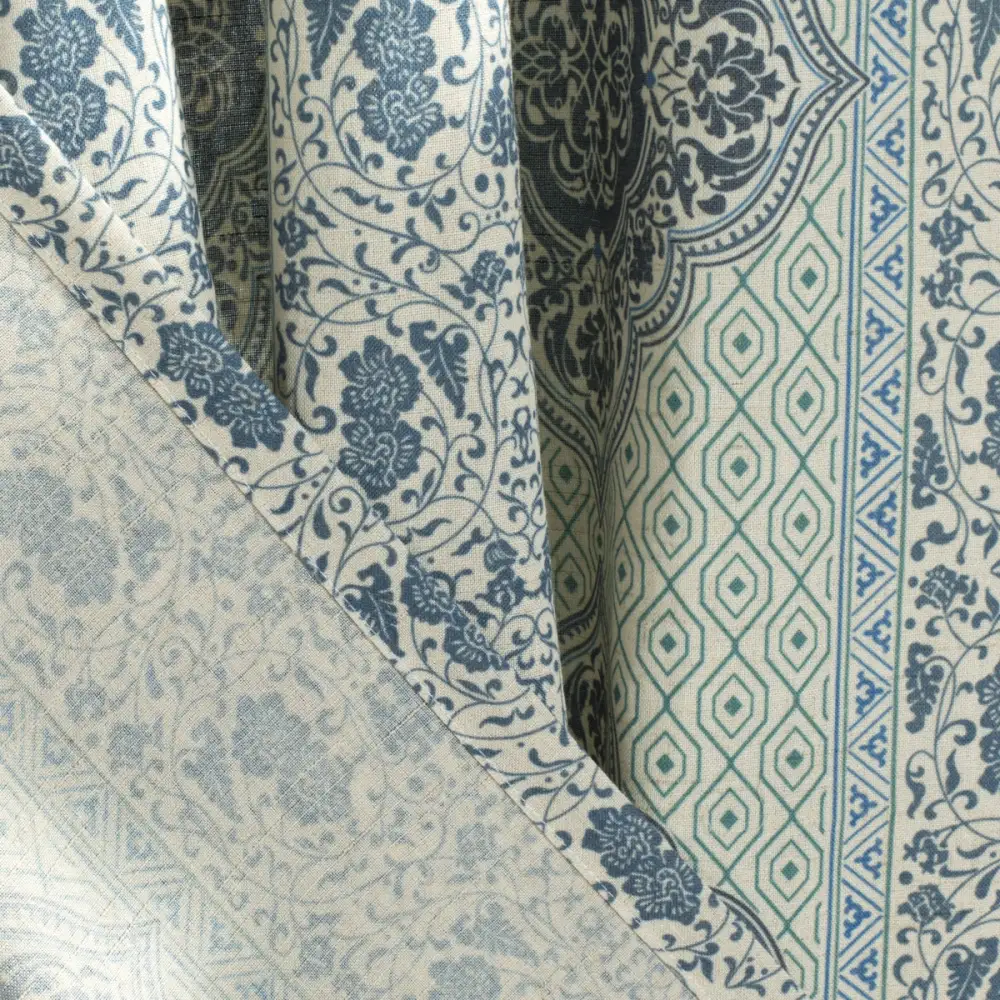 Linen Medallion Grommet Boho Curtain Panel