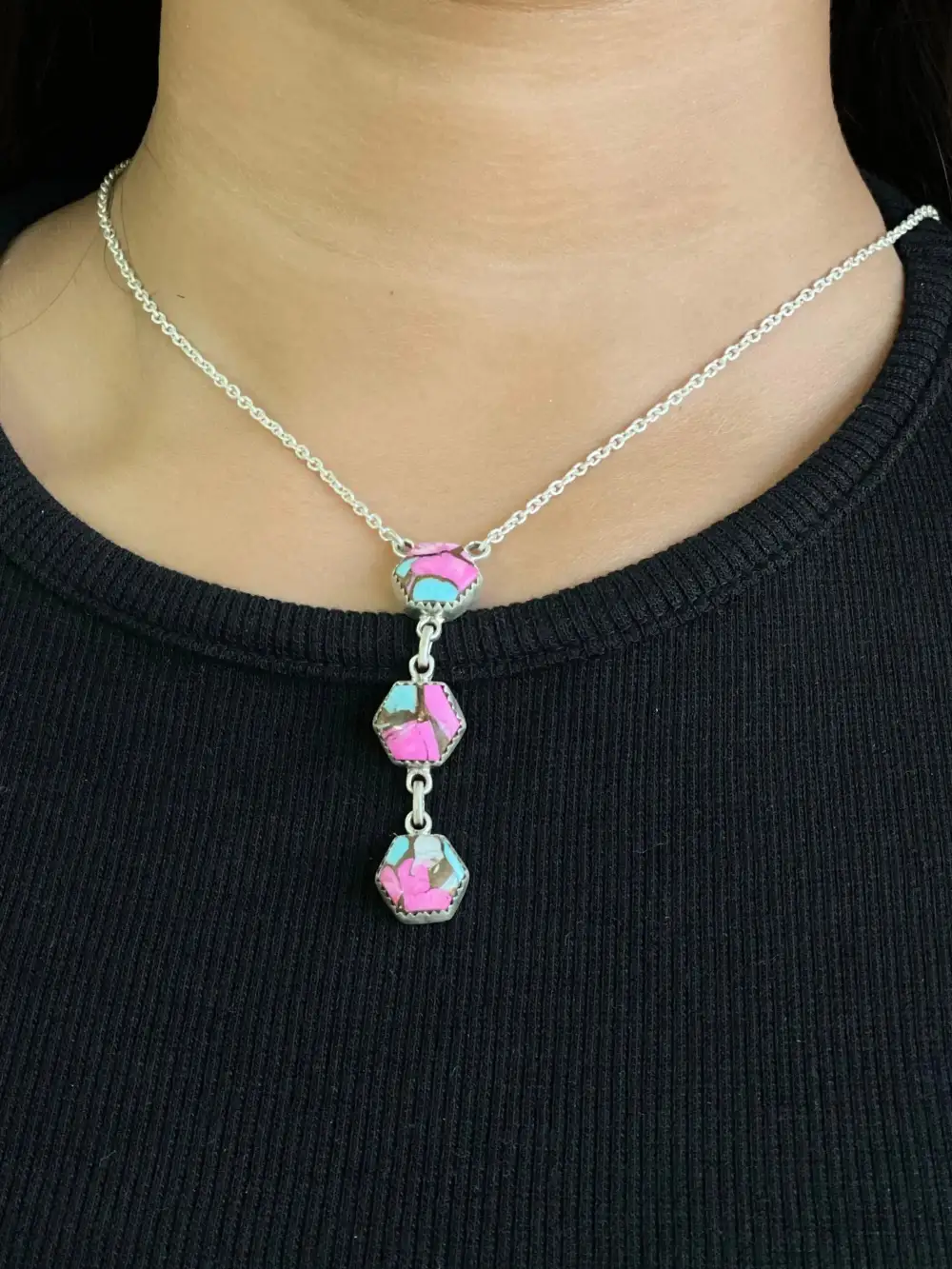 Drop Turquoise Sterling Silver Artisan Necklace