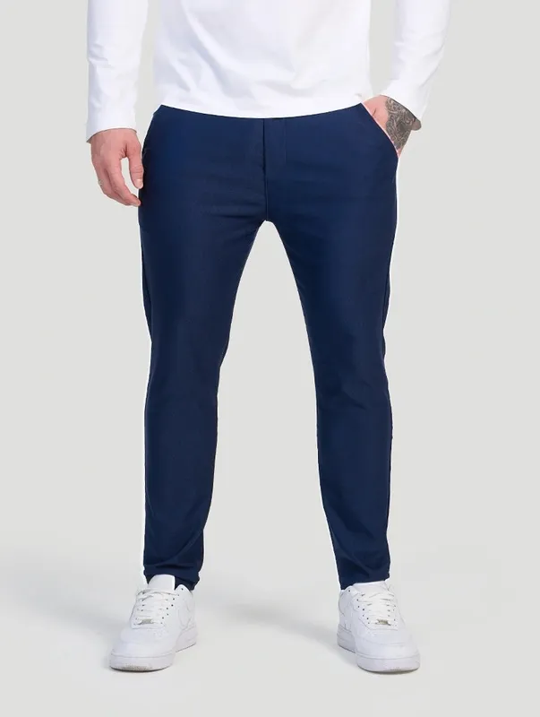 Blue Slim Fit Stretch Pants