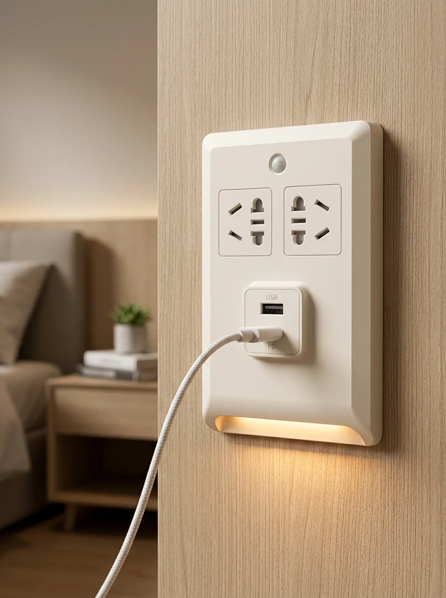 Slim-Bezel Motion Sensor Warm Light USB Printed LED Outlet Cover