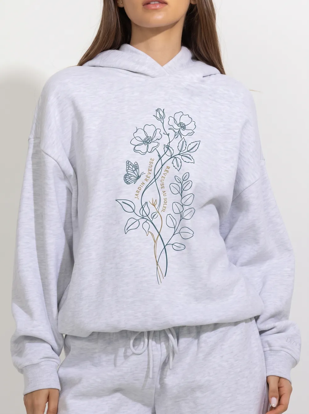 Women's Botanical Butterfly Jardin Reveuse Printed Hoodie