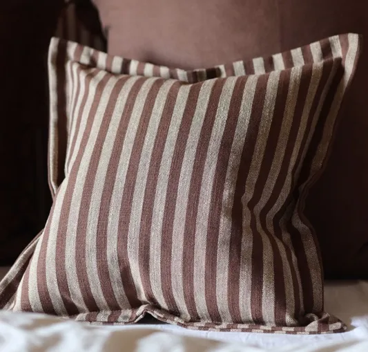 Striped Flanged-Edge Polyester Decorative Cushion