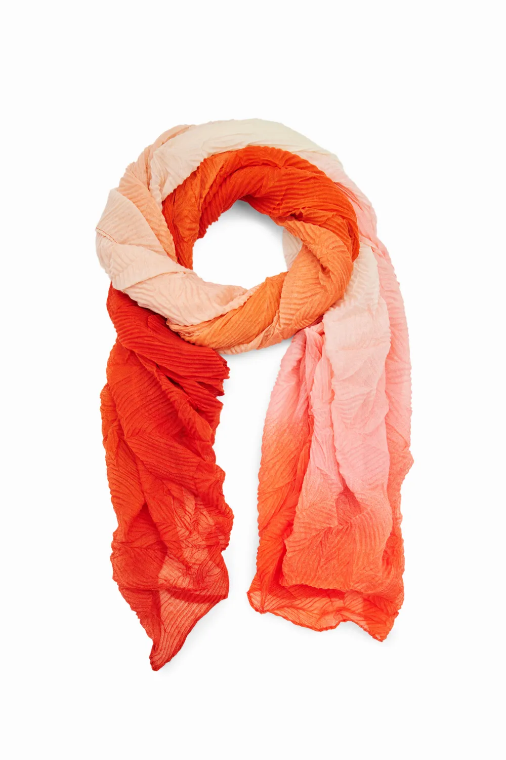 Gradient pleated rectangular scarf