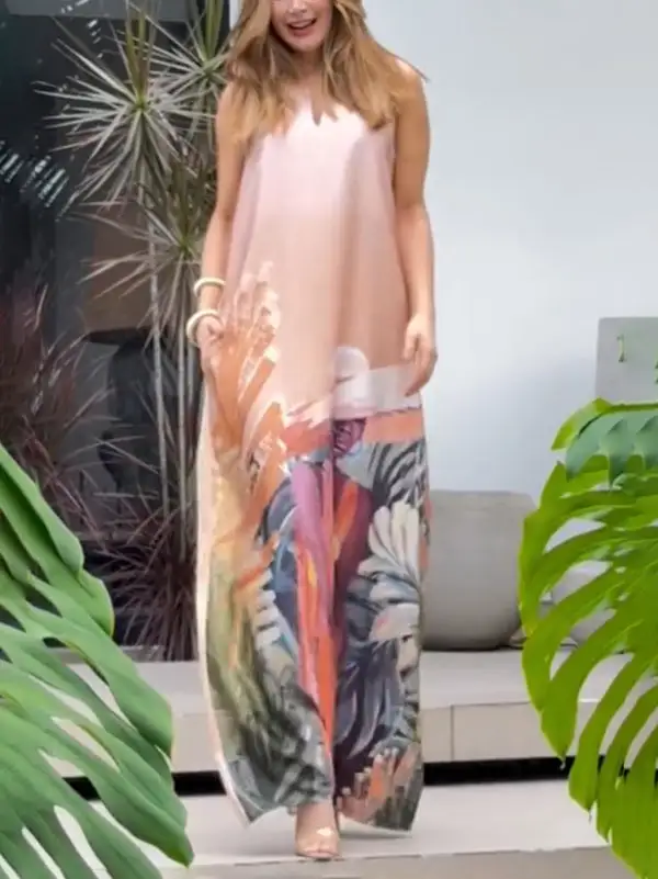 Figure Sleeveless Neck Maxi Dress