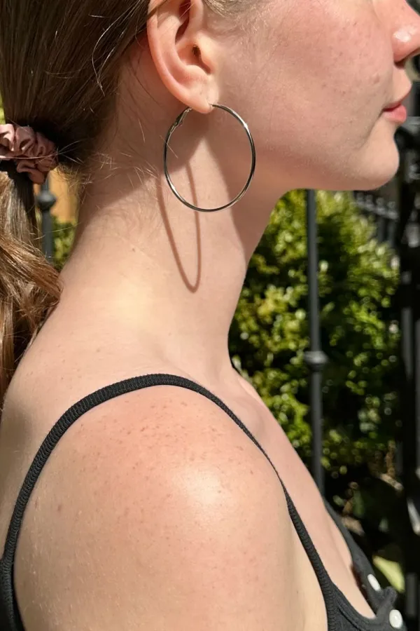 Large Silver Stainless Hoop Earrings