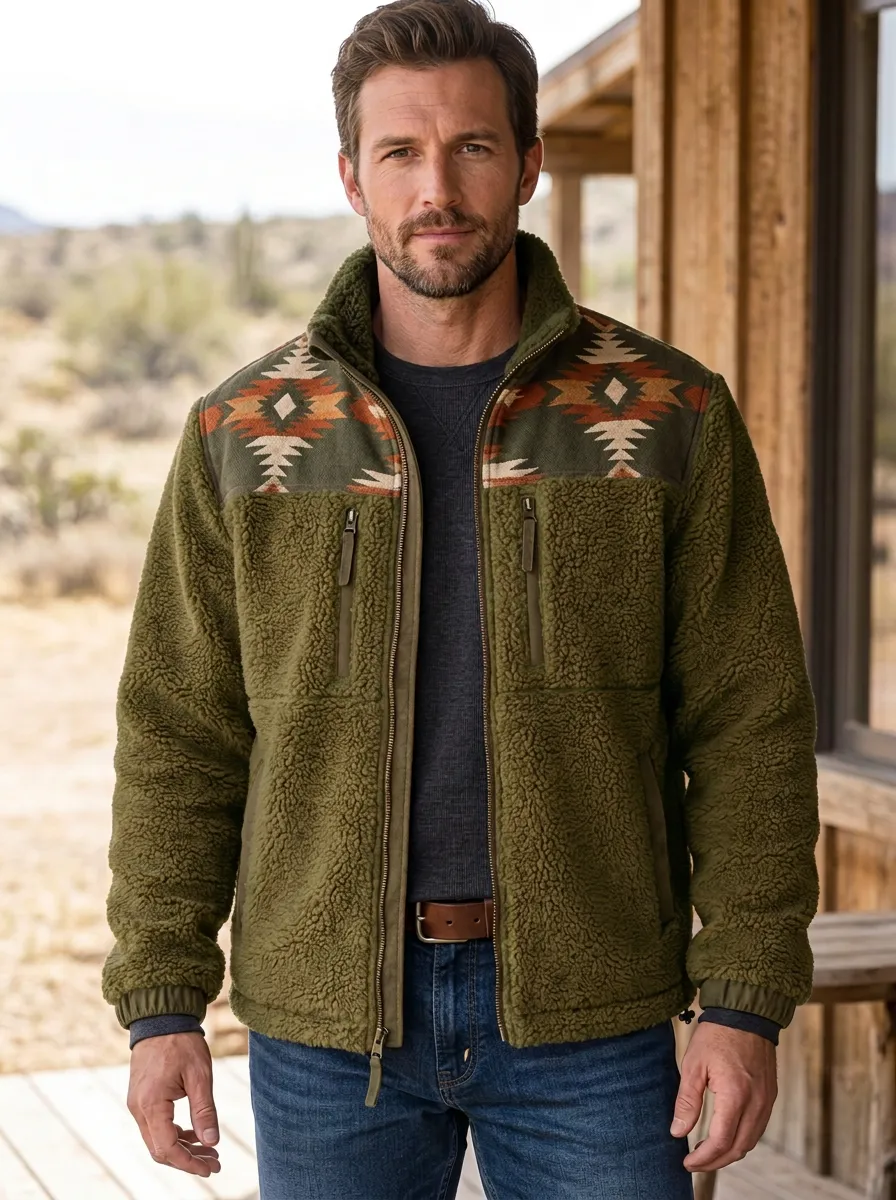 Canyon Trail Aztec Profile Men's Western Fleece Jacket