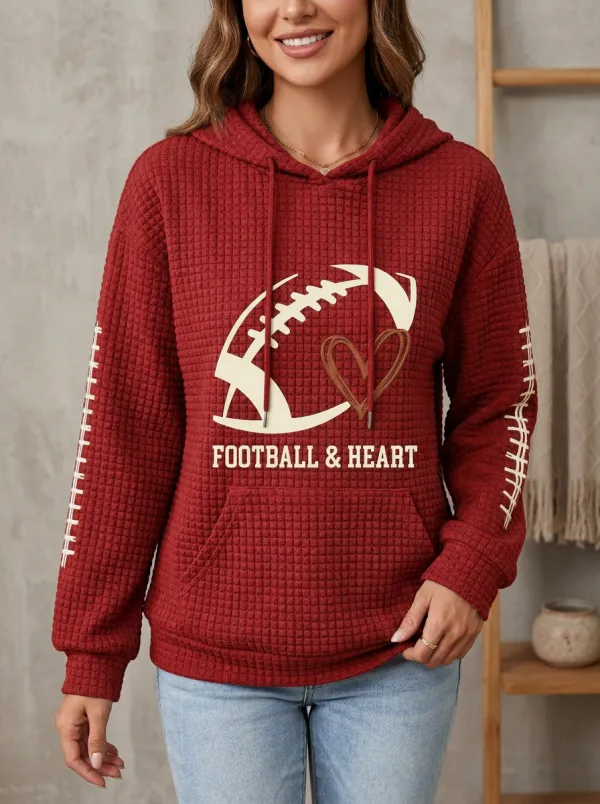 Women's Heritage Gridiron Heart Graphic Waffle Hoodie