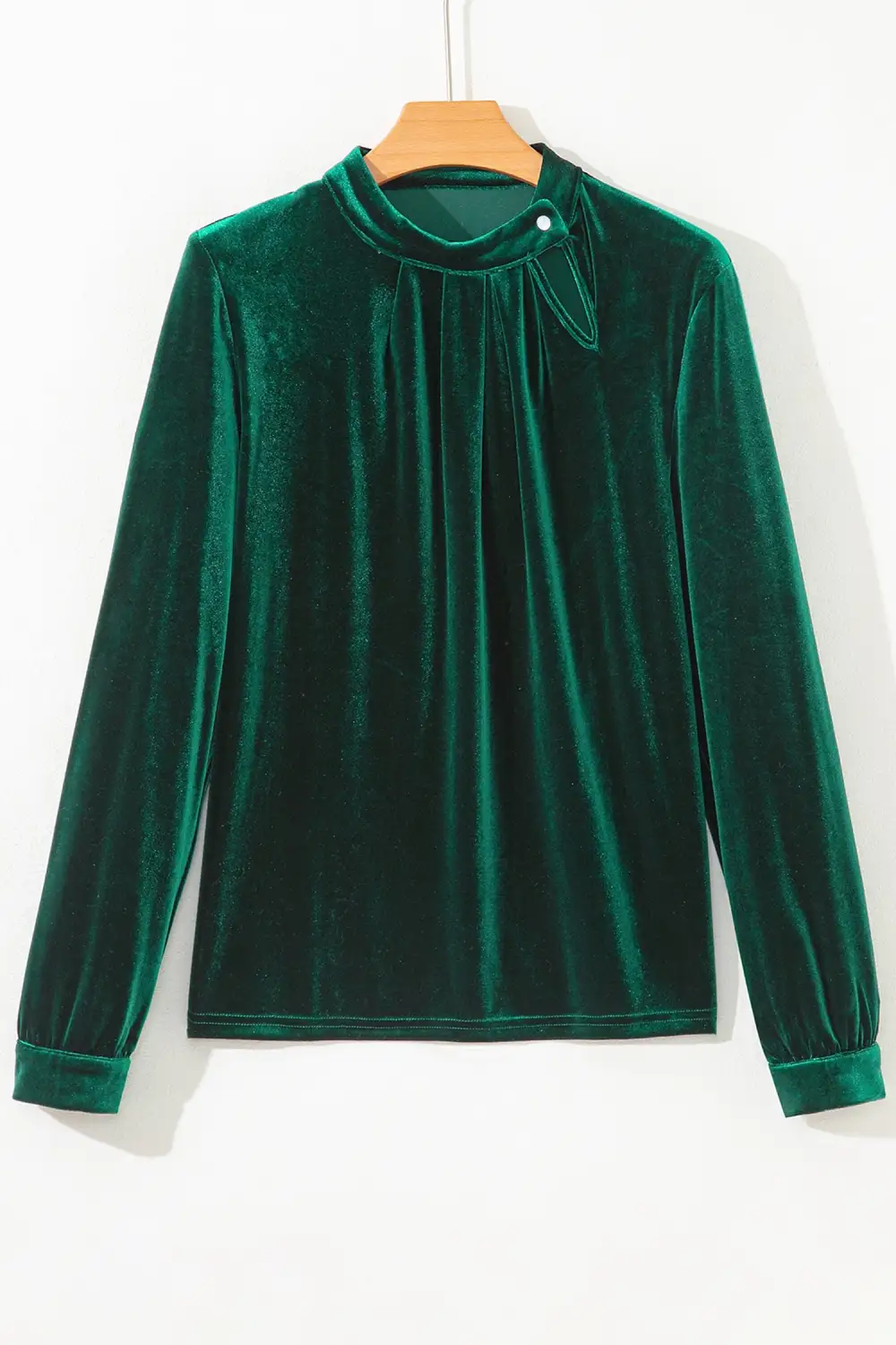 Button Front Long Sleeve Asymmetric Hem Blouse