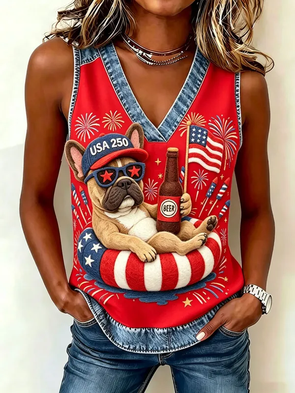 Women's 250th Anniversary American Puppy Print Vest