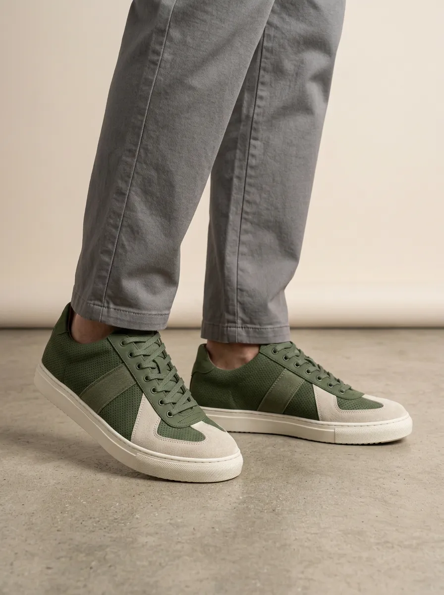 Men's Minimalist Perforated Suede Casual Sneakers