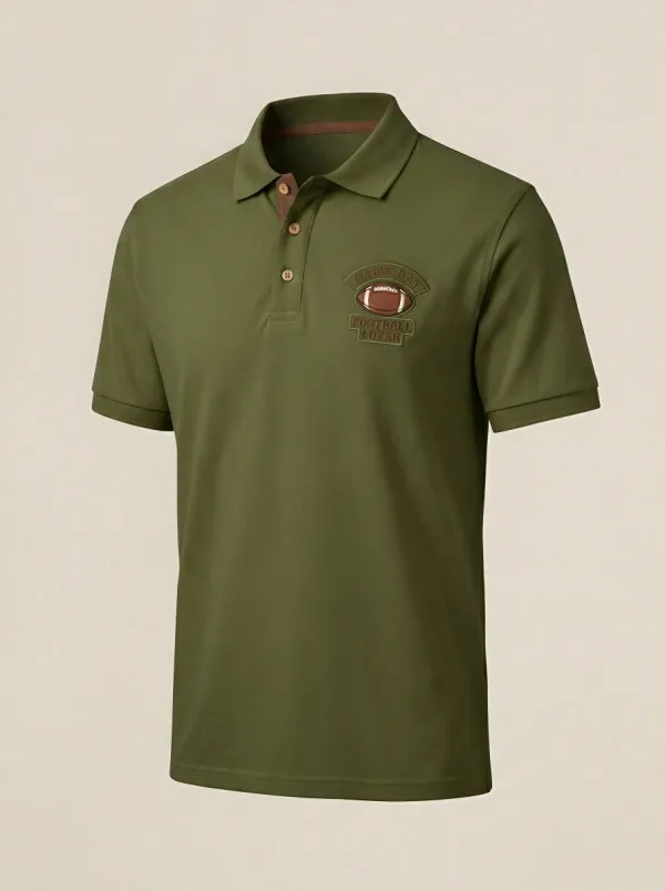 Men's Football Lover Game Day Graphic Printed Polo Shirt