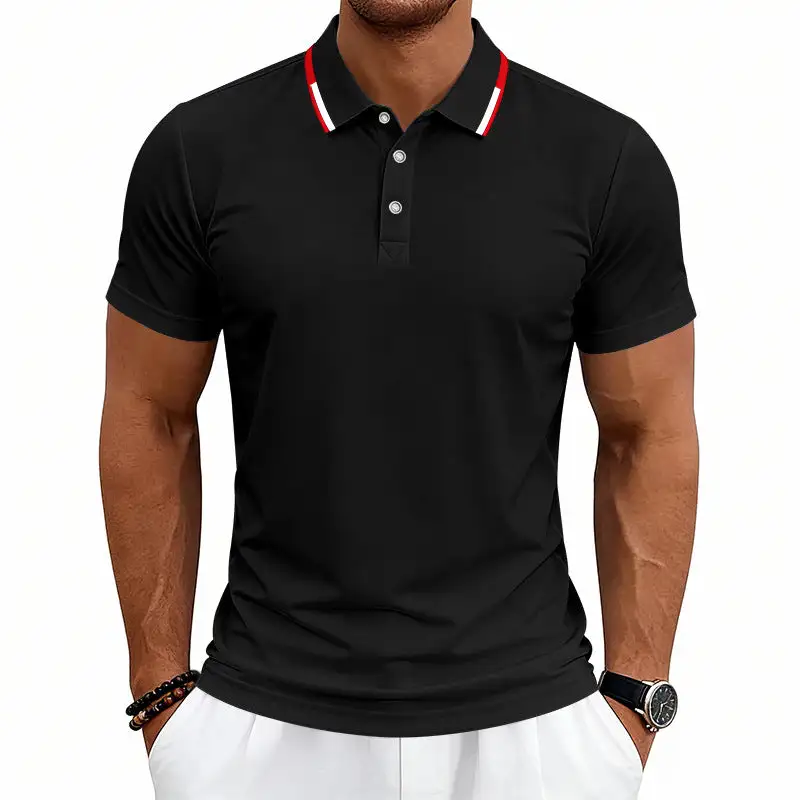 Pique Contrast Trim Short Sleeve Tailored Polo Shirt