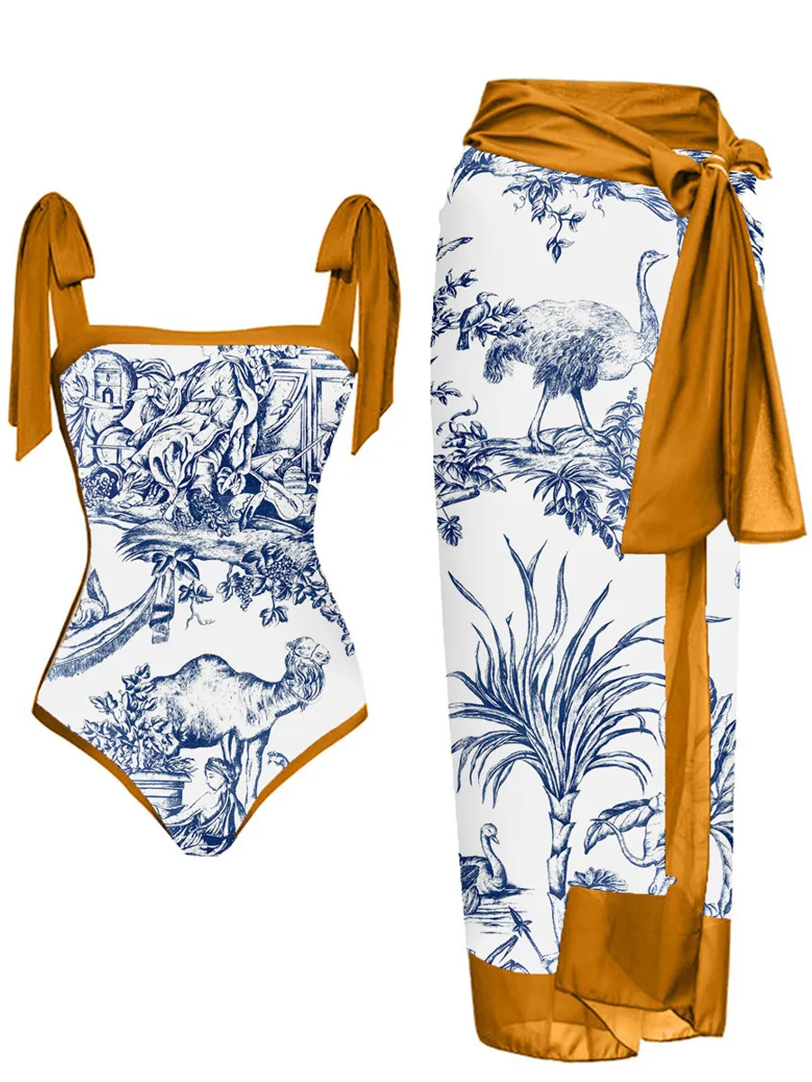 Natalie Chiffon Printed Swimsuit Set