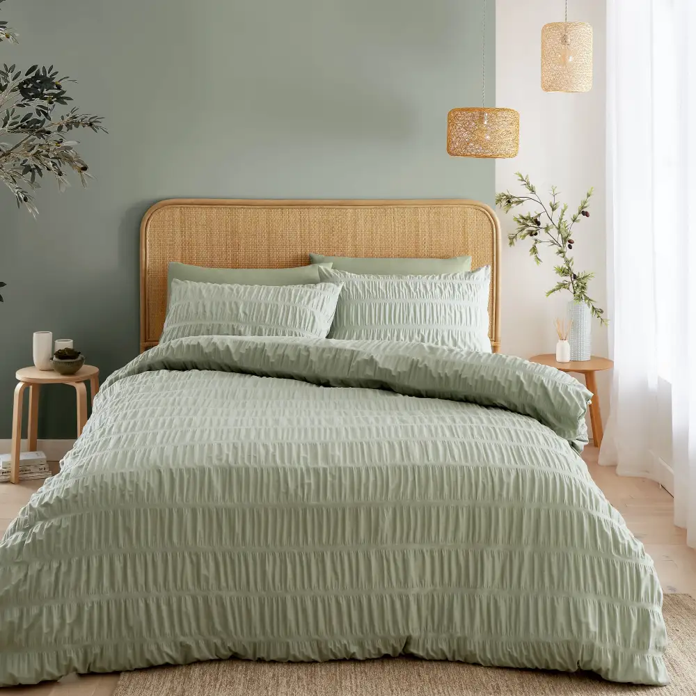 Modern Bedroom Stripe Seersucker Duvet Cover Set