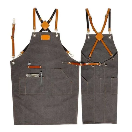 Everyday Canvas Leather Strap Crossback Kitchen Work Apron