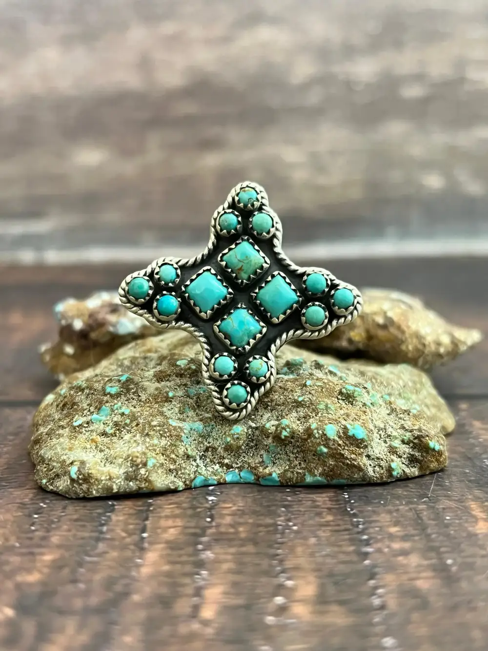 Adjustable Statement Turquoise Sterling Silver Artisan Ring