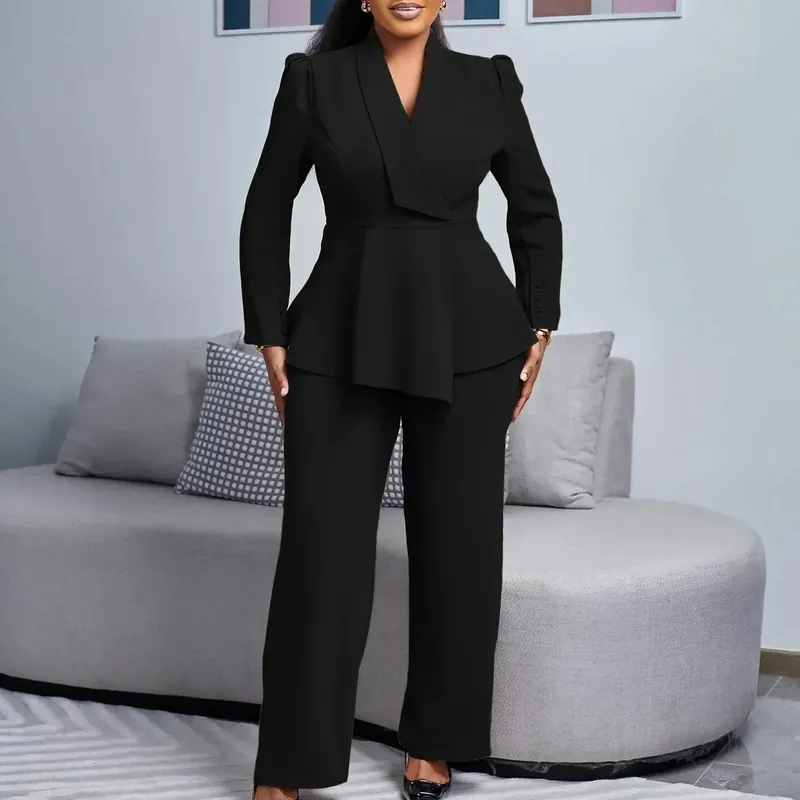 Polished Formal Suit Set with Tailored Long Blazer