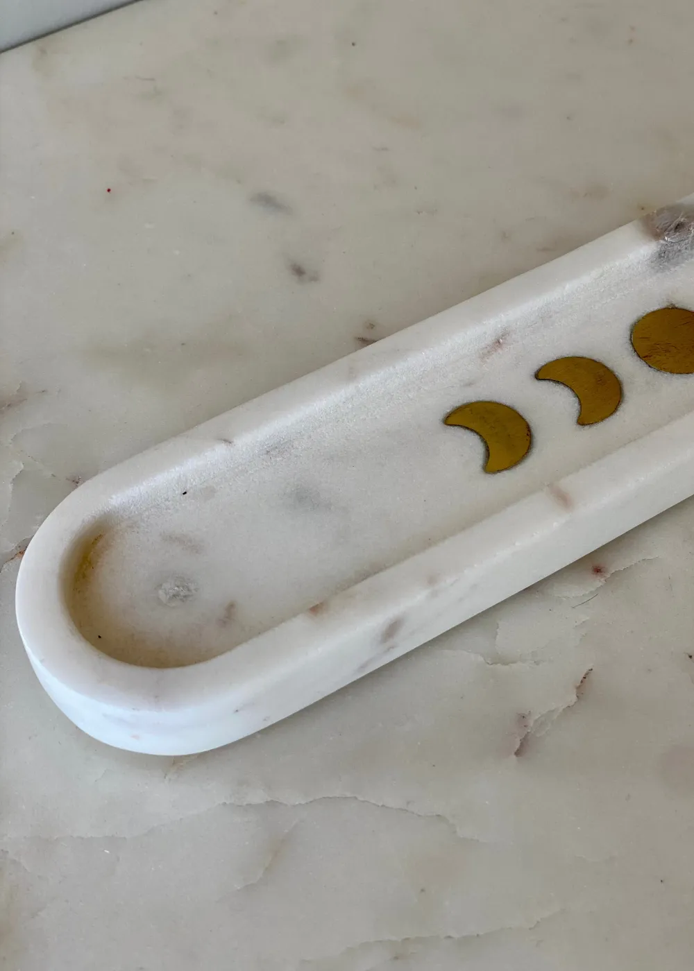 Celestial Marble Incense Holder White