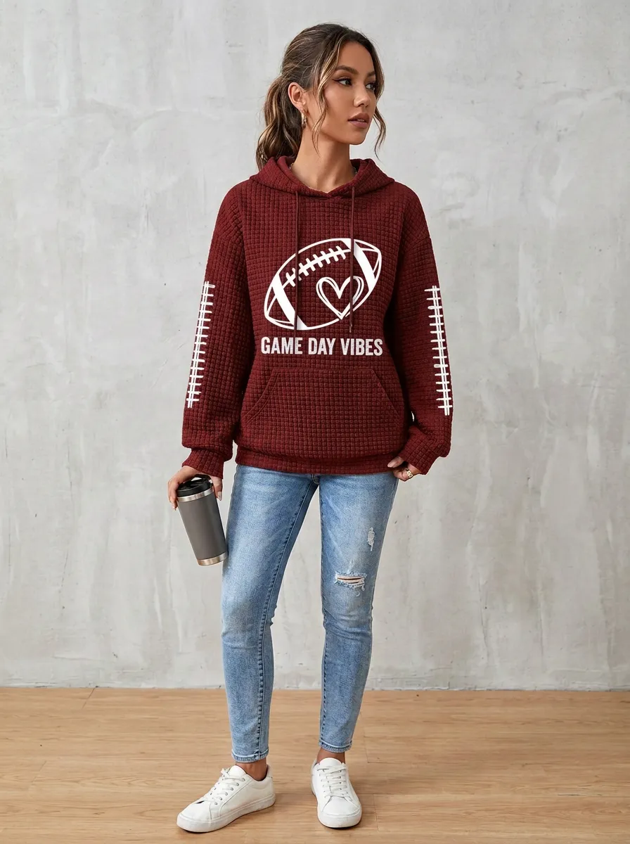 Women's Gridiron Day Vibes Heart Graphic Hoodie