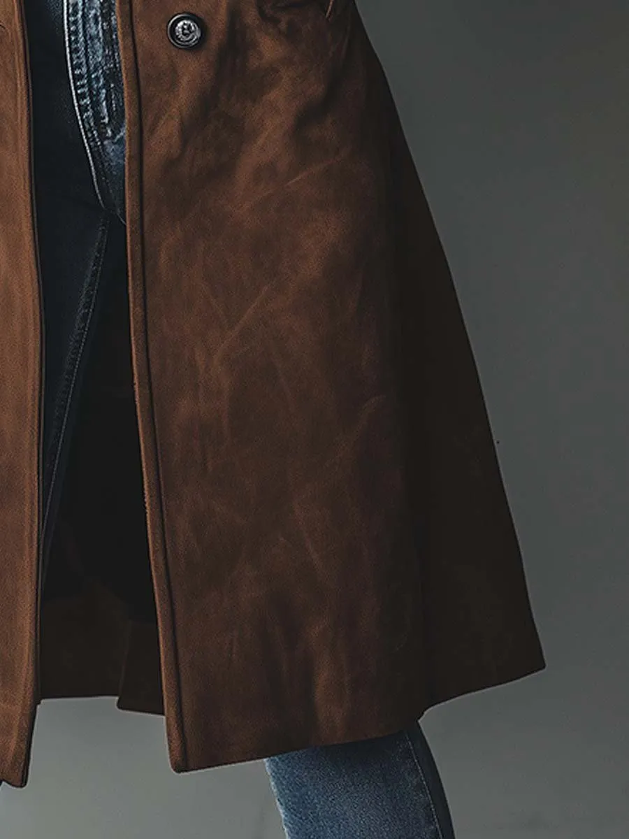 Suede Vintage Boho Trench Coat