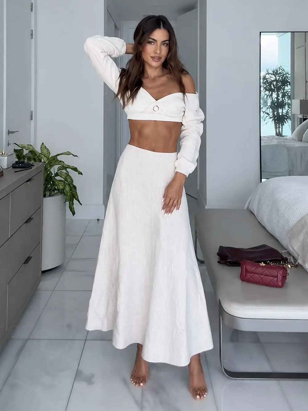 Ivy Linen Midi Skirt Set