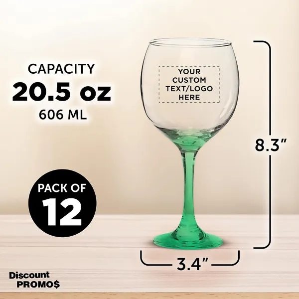 Custom Wedding Wine Glasses 20.5 oz Set of 12, Personalized Bulk Pack