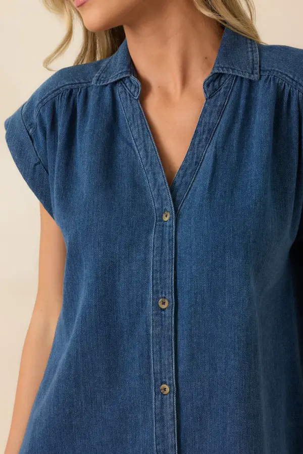 Denim Fabric Mini Dress