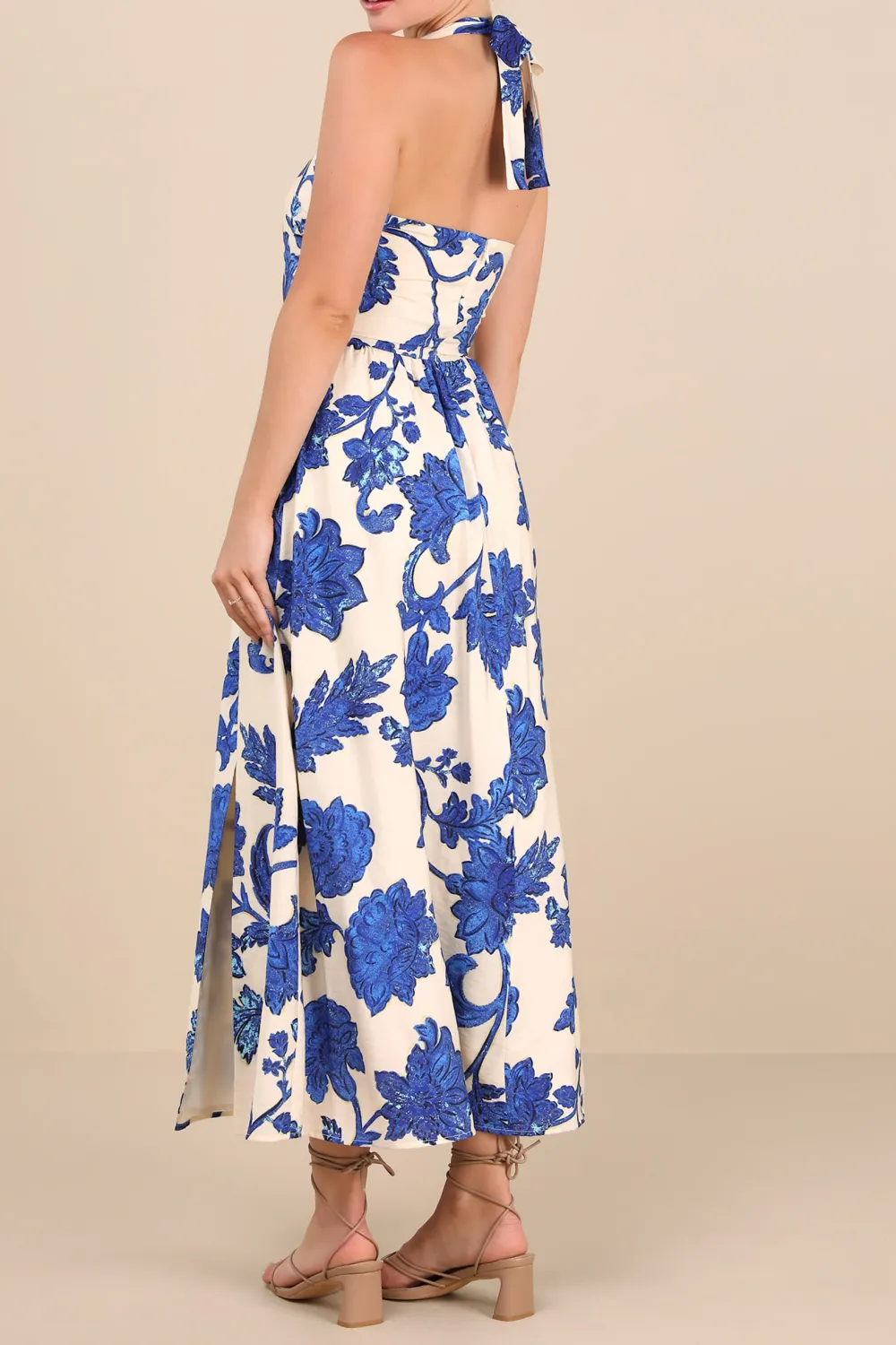 Casual Style Floral Halter Maxi Dress