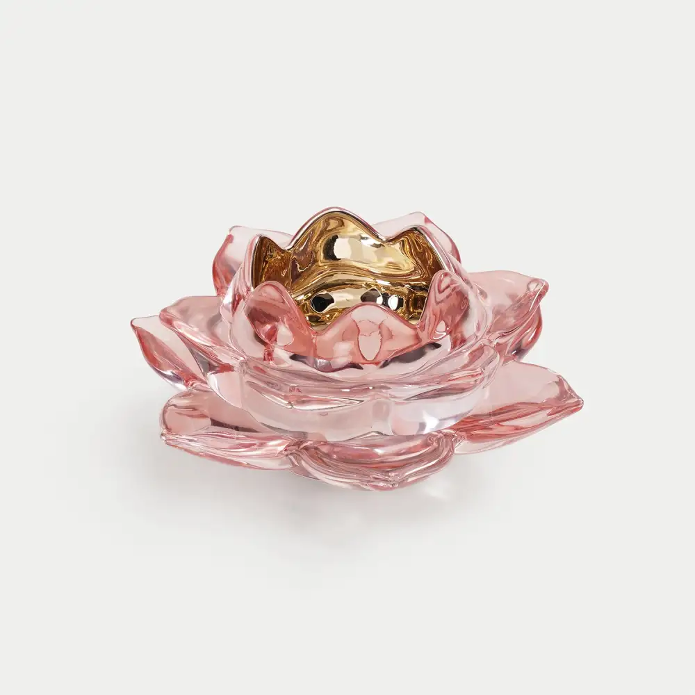 Light Pink Lotus Glass Tealight Holder