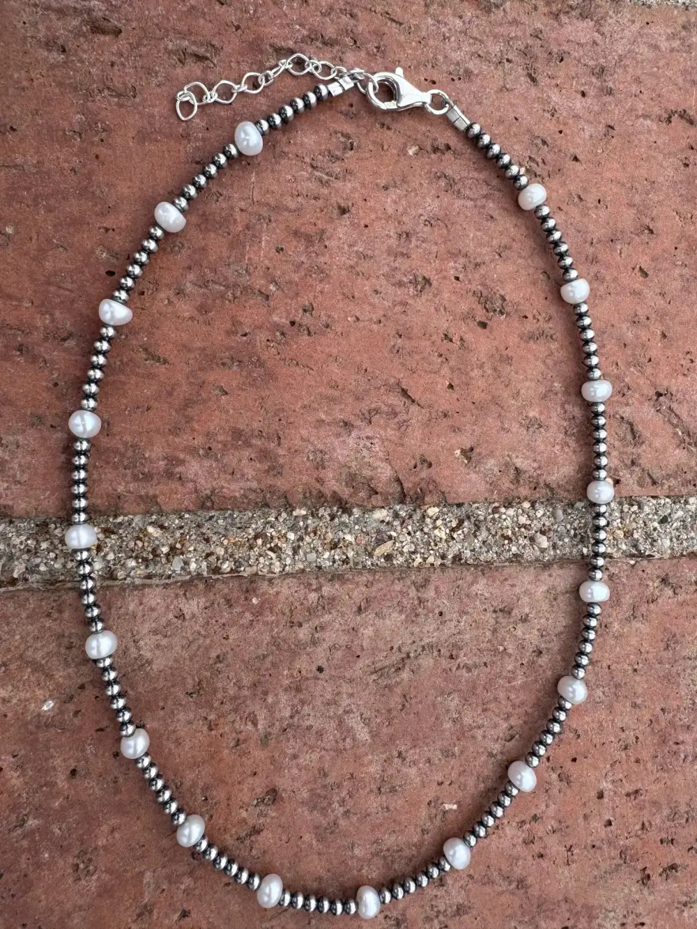 Beaded Mother Of Pearl Pearl Sterling Silver Everyday Necklace