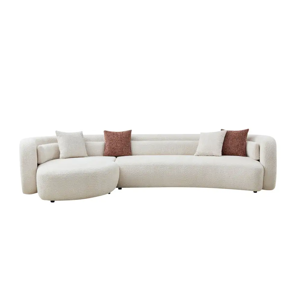 Sectional Curved Boucle Sectional Sofa