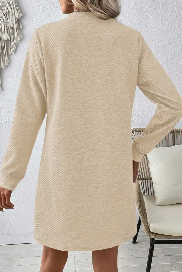 Studio Textured Long Sleeve Shift Mini Dress
