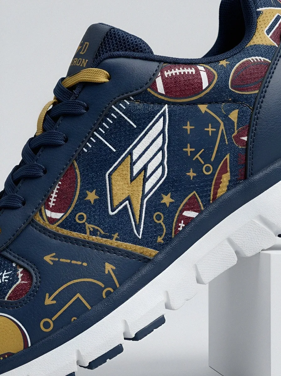 Classic Men's American Football Fan Helmet Pattern Printed Sneakers