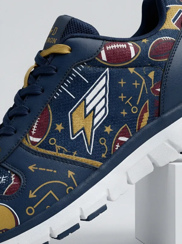 Classic Men's American Football Fan Helmet Pattern Printed Sneakers