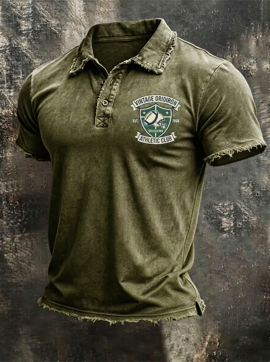 Vintage Gridiron Football Athletic Club Graphic Polo Shirt