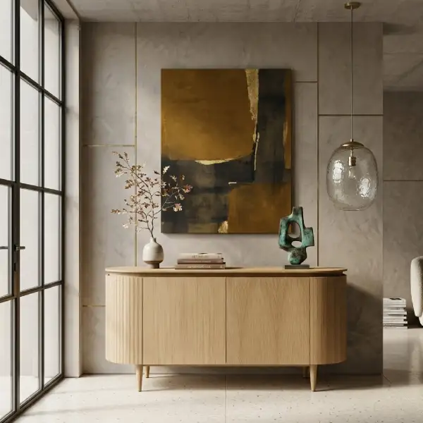 Oak Four-Door Oval Sideboard