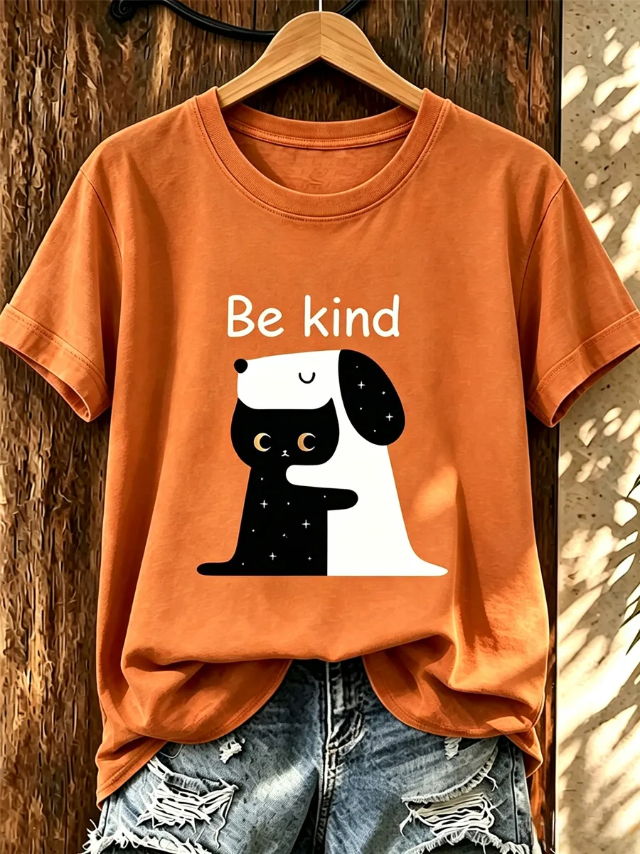 Ladies' Casual Animal Print Round Neck T-Shirt