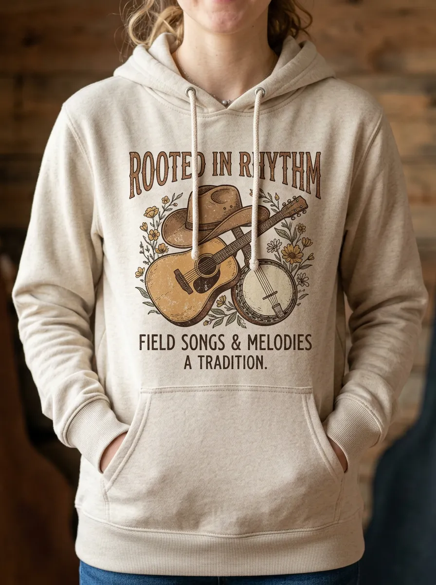 Country-Road Banjo Country Music Graphic Hoodie