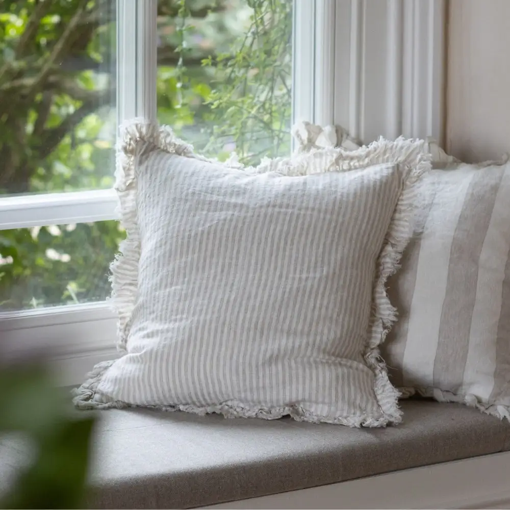Striped Ruffled Accent Cushion