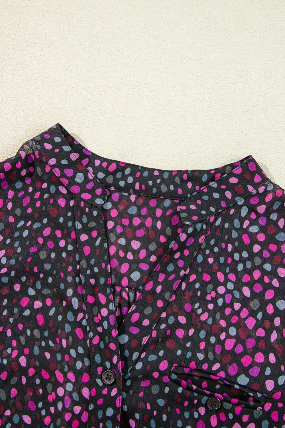 Boho Dot Print Button Front Shirt Blouse