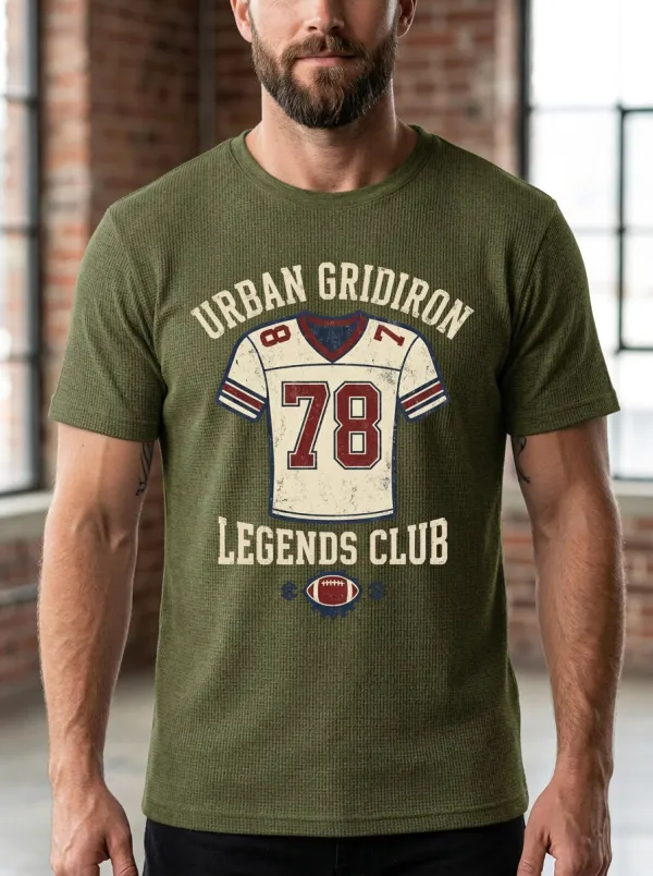 Men's Playbook Inspired Football Gridiron Ball Crew Neck Graphic T-Shirt