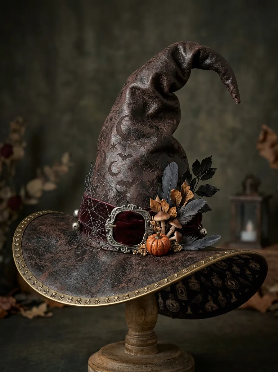 Moon-Bat Pumpkin Halloween Witch Hat