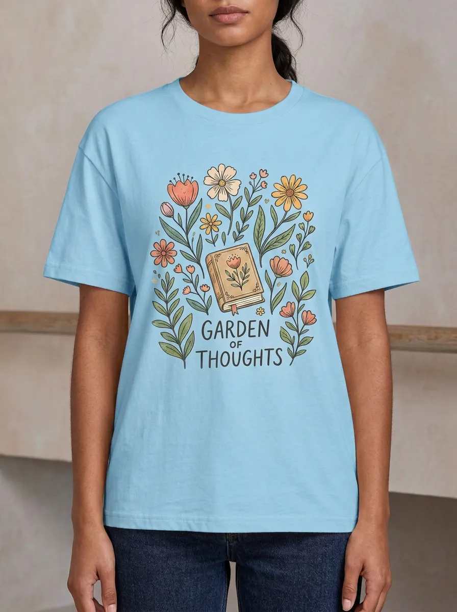Book Lover Garden Of Thoughts Floral T-Shirt