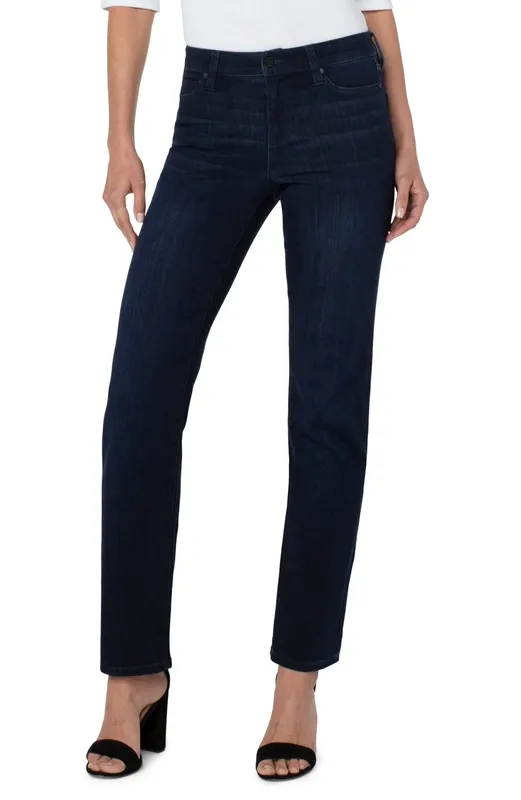 Silk Button-Front Straight Leg Jeans
