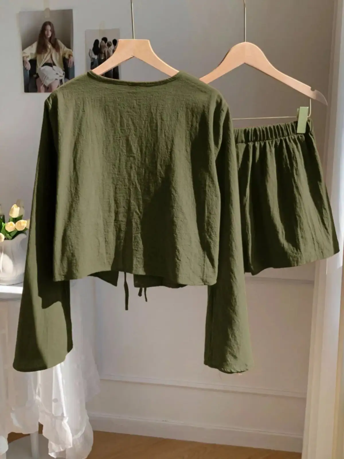 Pocketed Cotton Top and Shorts Matching Set