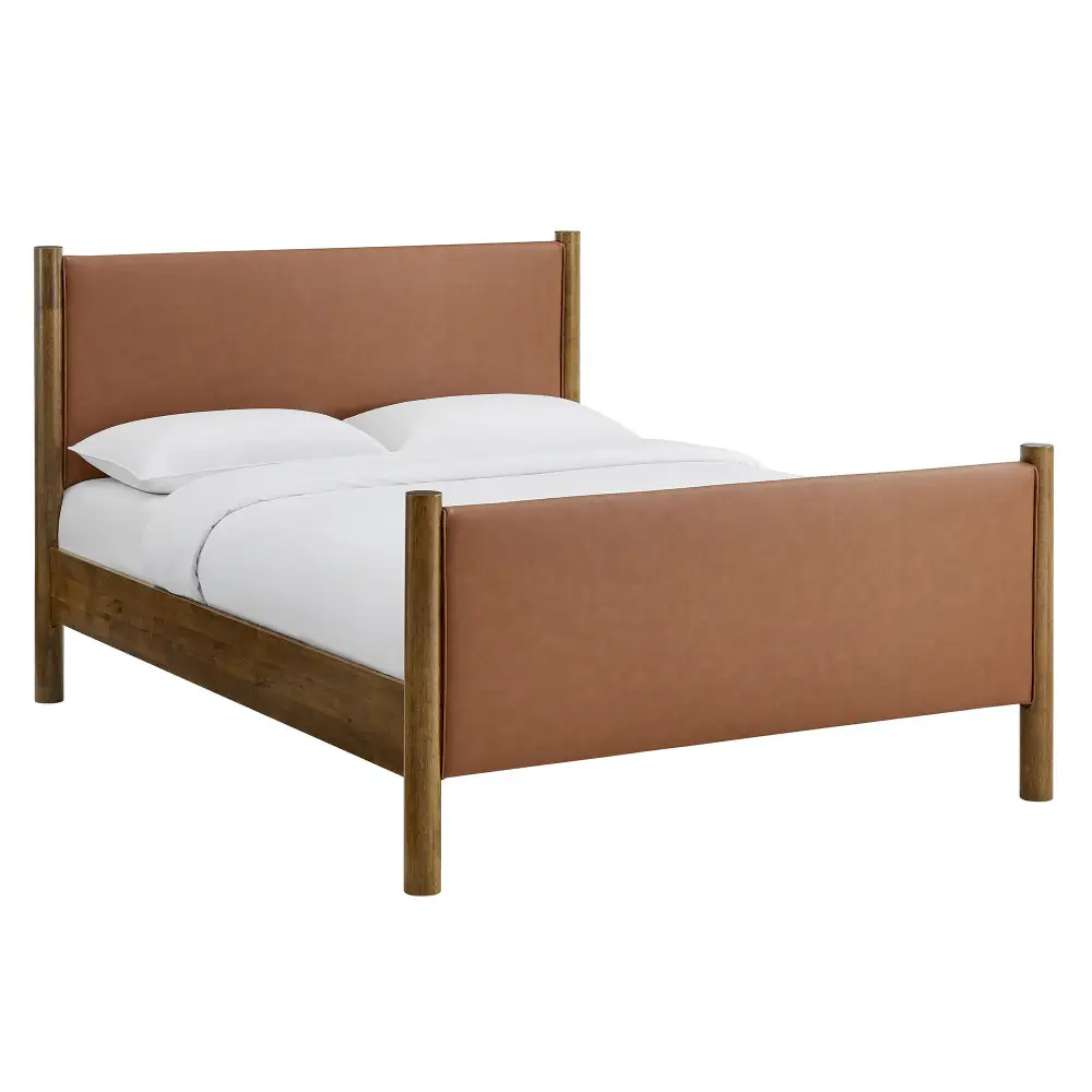 Vegan Leather Upholstered Platform Bed