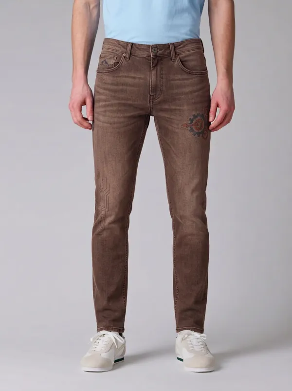 Men's Steampunk Gear Graphic Stretch Jeans