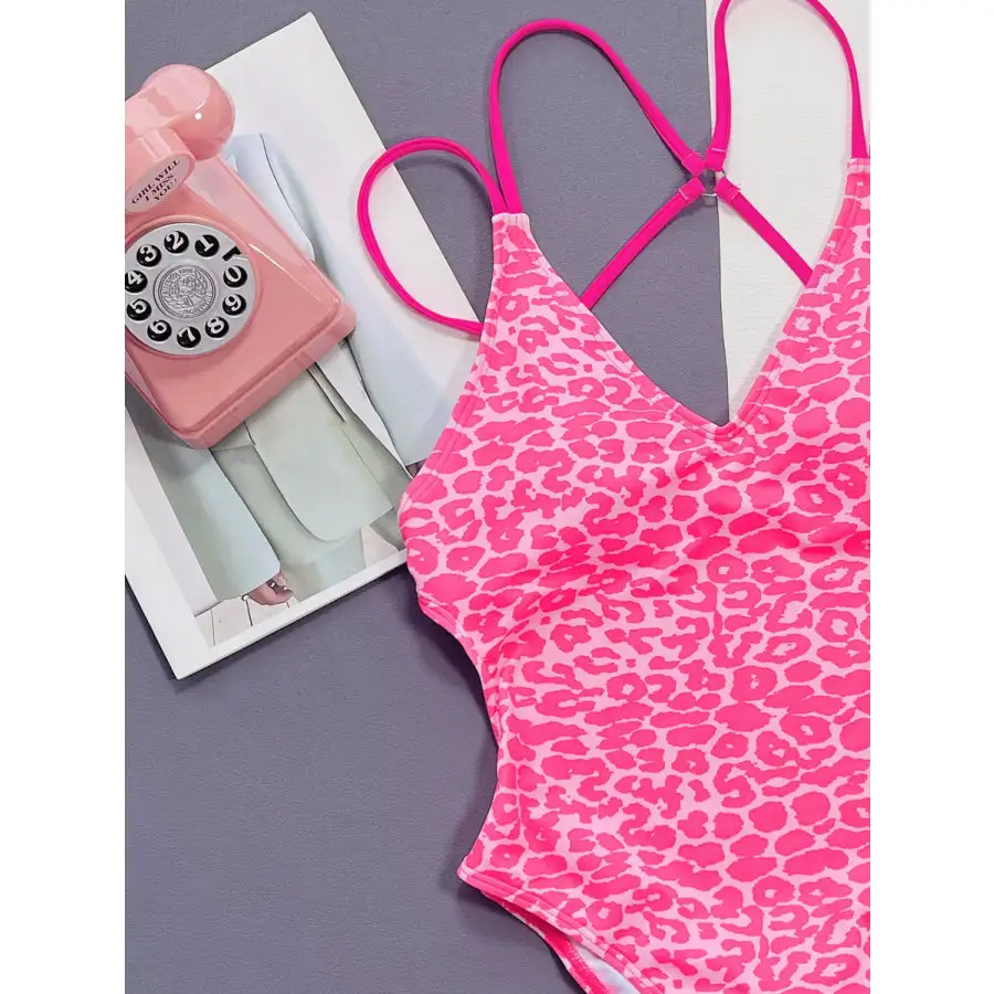 Women's Plunge-Neck Leopard-Print One-Piece Swimsuit