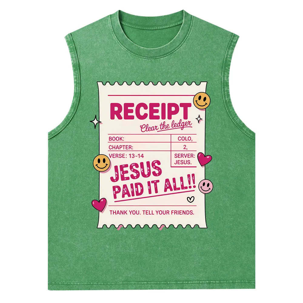 Jesus Paid It All Christian Washed Tank Top